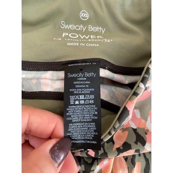 Sweaty Betty BNWOT "power" tights sz 2XS NEW pull on floral pink/green - Picture 5 of 8